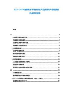 2025-2030消費電子市場分析及產品升級與產業鏈投資機會研究報告