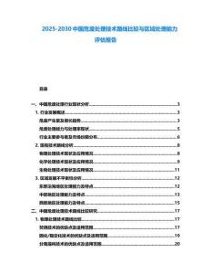 2025-2030中國危廢處理技術路線比較與區域處理能力評估報告