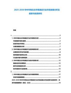 2025-2030華中華南北北華南酒店行業市場發展分析及前景與投資研究