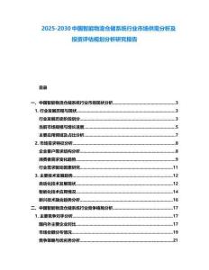 2025-2030中國智能物流倉儲(chǔ)系統(tǒng)行業(yè)市場(chǎng)供需分析及投資評(píng)估規(guī)劃分析研究報(bào)告