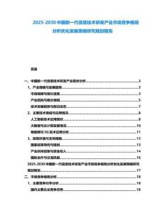 2025-2030中國新一代信息技術研發產業市場競爭格局分析優化發展策略研究規劃報告