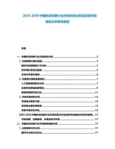 2025-2030中國(guó)科技創(chuàng)新行業(yè)市場(chǎng)供需分析及投資評(píng)估規(guī)劃分析研究報(bào)告