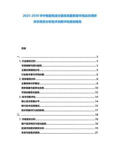 2025-2030華中智能物流倉儲系統(tǒng)服務商市場動態(tài)調(diào)研供求高效分析技術創(chuàng)新評估規(guī)劃報告