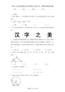 2024年河南省漯河市李集鎮(zhèn)九年級(jí)中考一模數(shù)學(xué)模擬試題