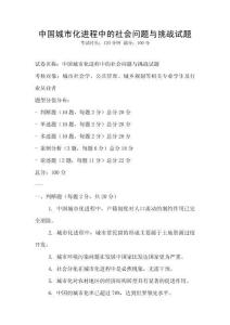 中國城市化進程中的社會問題與挑戰試題