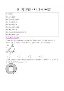 圓（選填題）（8大考點40題）（原卷版）-2025年中考數學真題分類匯編（全國通用）