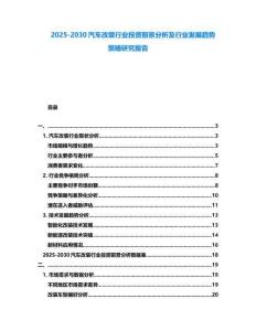 2025-2030汽车改装行业投资前景分析及行业发展趋势策略研究报告
