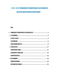 2025-2030中國有源電子掃描陣列雷達行業市場現狀供需分析及投資評估規劃分析研究報告
