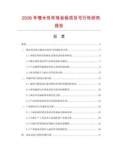 2026年憎水性珍珠巖板項目可行性研究報告
