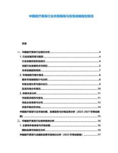 中國醫療美容行業供需格局與投資戰略規劃報告