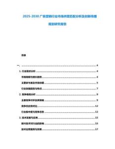 2025-2030廣告營銷行業市場供需匹配分析及創新傳播規劃研究報告