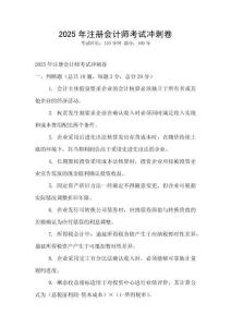 2025年注冊會計師考試沖刺卷