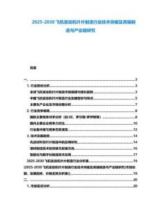 2025-2030飛機發動機葉片制造行業技術突破及高端制造與產業鏈研究