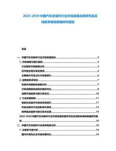 2025-2030中國汽車改裝件行業(yè)市場發(fā)展深度研究及區(qū)域競爭格局策略研究報告