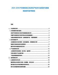 2025-2030汽車數控加工機床生產技術行業現狀與發展規劃研究參考報告