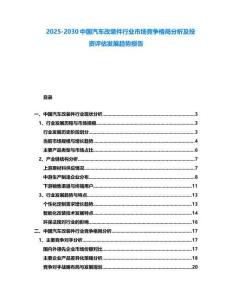 2025-2030中國汽車改裝件行業(yè)市場競爭格局分析及投資評估發(fā)展趨勢報告