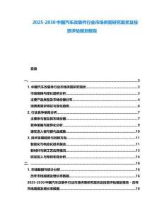 2025-2030中國汽車改裝件行業(yè)市場(chǎng)供需研究現(xiàn)狀及投資評(píng)估規(guī)劃報(bào)告