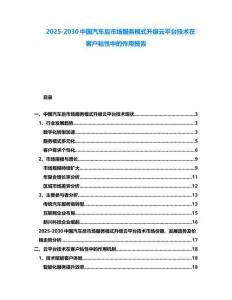 2025-2030中國汽車后市場服務模式升級云平臺技術在客戶粘性中的作用報告