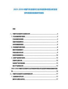 2025-2030中國汽車改裝件行業(yè)市場競爭供需分析及投資布局規(guī)劃發(fā)展研究報告