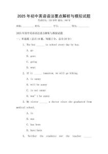 2025年初中英語語法要點解析與模擬試題