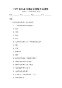 2025年中考物理電磁學知識與試題