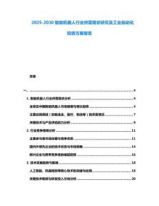 2025-2030智能機器人行業(yè)供需現(xiàn)狀研究及工業(yè)自動化投資方案報告