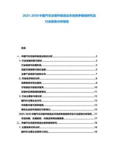 2025-2030中國汽車改裝件制造業(yè)市場競爭格局研究及行業(yè)前景分析報告