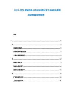 2025-2030智能機器人行業(yè)市場現(xiàn)狀及工業(yè)自動化革新與投資規(guī)劃研究報告