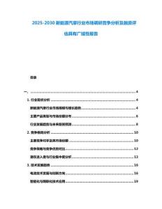 2025-2030新能源汽摩行業(yè)市場(chǎng)調(diào)研競(jìng)爭(zhēng)分析及融資評(píng)估具有廣域性報(bào)告