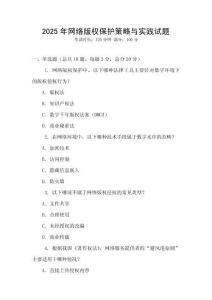 2025年網(wǎng)絡版權保護策略與實踐試題
