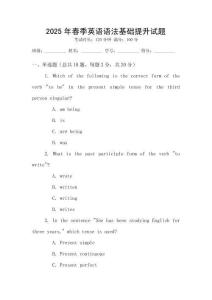 2025年春季英語語法基礎(chǔ)提升試題