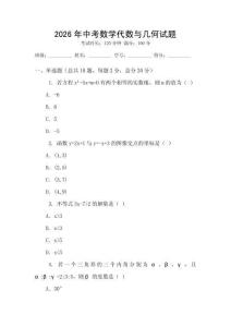 2026年中考數(shù)學代數(shù)與幾何試題
