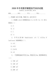 2026年中考數學解題技巧培訓試題