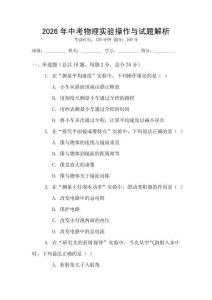2026年中考物理實驗操作與試題解析