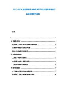 2025-2030智能機(jī)器人自動化生產(chǎn)行業(yè)市場供需評估產(chǎn)業(yè)鏈發(fā)展研究報(bào)告