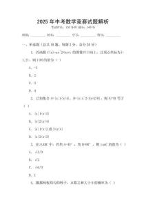 2025年中考數學競賽試題解析