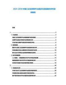 2025-2030中國工業互聯網平臺建設與發展曲折研究咨詢服務