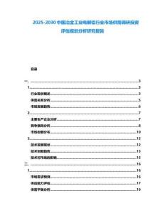 2025-2030中國冶金工業電解鋁行業市場供需調研投資評估規劃分析研究報告
