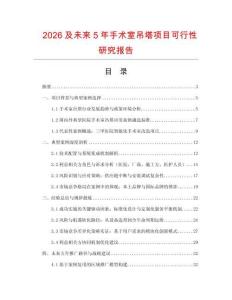 2026及未來5年手術室吊塔項目可行性研究報告
