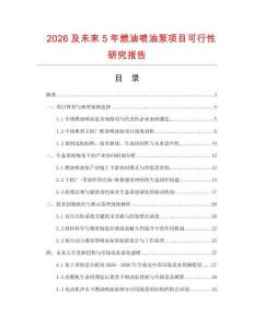 2026及未來5年燃油噴油泵項目可行性研究報告