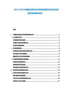 2025-2030中國航空客運業市場競爭格局分析及低成本航空發展模式研究