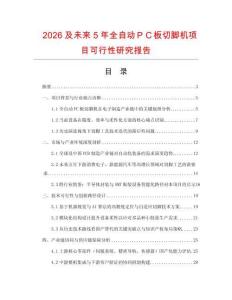 2026及未來5年全自動ＰＣ板切腳機項目可行性研究報告