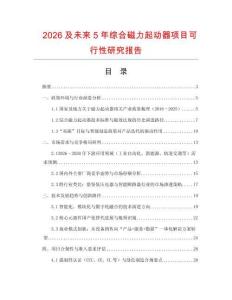 2026及未來5年綜合磁力起動器項目可行性研究報告