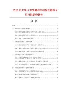 2026及未來5年緊湊型電機起動器項目可行性研究報告