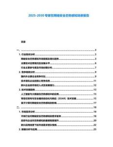2025-2030專(zhuān)家在網(wǎng)絡(luò)安全態(tài)勢(shì)感知場(chǎng)景報(bào)告