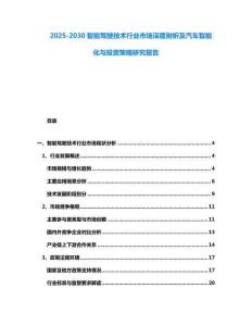 2025-2030智能駕駛技術行業市場深度剖析及汽車智能化與投資策略研究報告