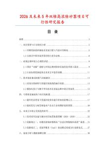 2026及未來5年雙錐高濃除砂器項目可行性研究報告