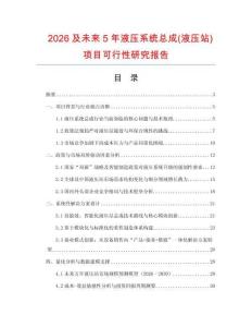 2026及未來5年液壓系統總成(液壓站)項目可行性研究報告