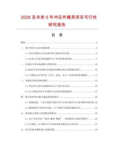 2026及未來5年沖壓件模具項目可行性研究報告