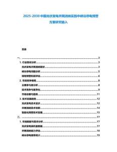 2025-2030中国光伏发电并网消纳实践中峰谷停电预警方案研究输入